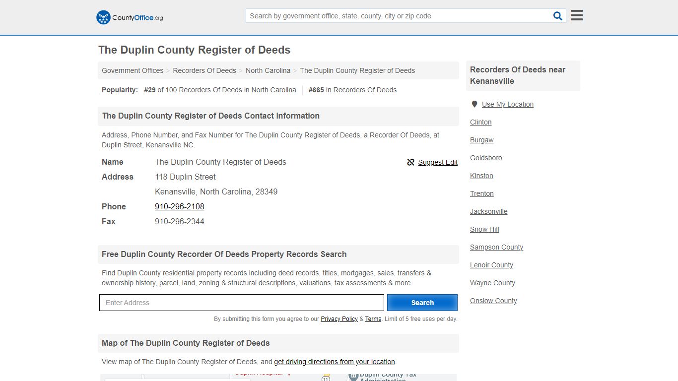 The Duplin County Register of Deeds